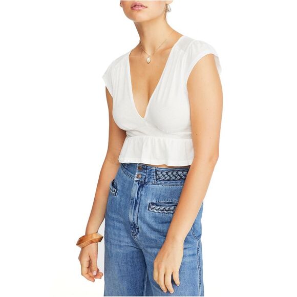 Free People Tops - Free People Womens Sedona Crop Top Blouse, ivory, L